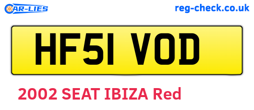 HF51VOD are the vehicle registration plates.