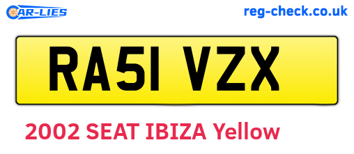 RA51VZX are the vehicle registration plates.