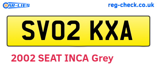 SV02KXA are the vehicle registration plates.