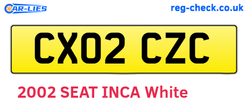 CX02CZC are the vehicle registration plates.