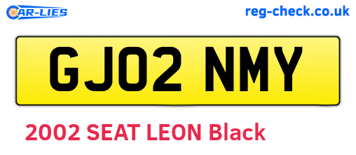 GJ02NMY are the vehicle registration plates.