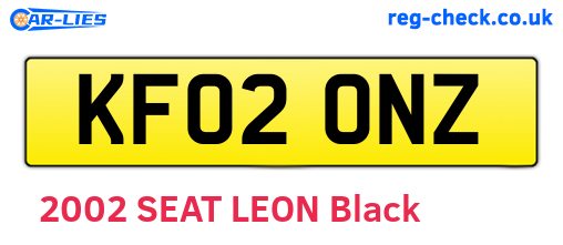 KF02ONZ are the vehicle registration plates.