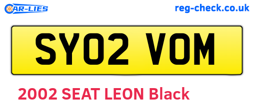 SY02VOM are the vehicle registration plates.