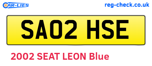 SA02HSE are the vehicle registration plates.
