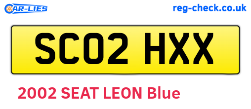 SC02HXX are the vehicle registration plates.