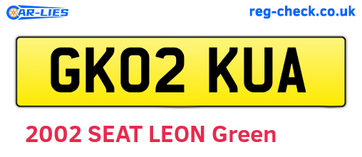 GK02KUA are the vehicle registration plates.