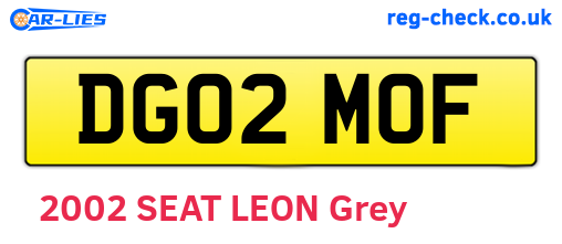DG02MOF are the vehicle registration plates.