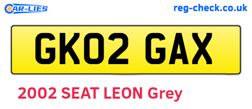 GK02GAX are the vehicle registration plates.