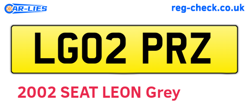 LG02PRZ are the vehicle registration plates.