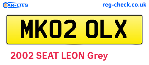 MK02OLX are the vehicle registration plates.