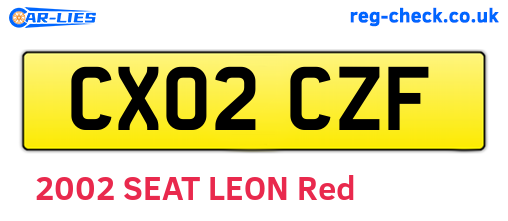 CX02CZF are the vehicle registration plates.
