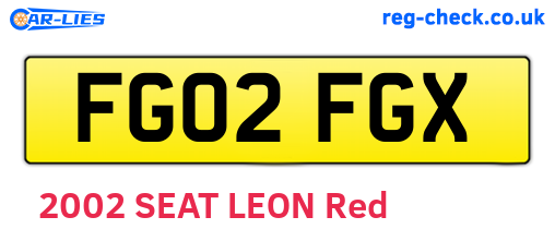 FG02FGX are the vehicle registration plates.