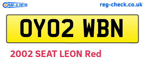 OY02WBN are the vehicle registration plates.