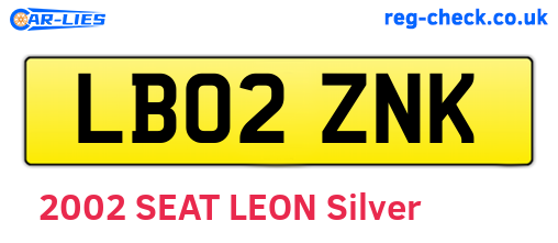 LB02ZNK are the vehicle registration plates.