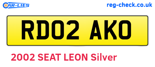 RD02AKO are the vehicle registration plates.