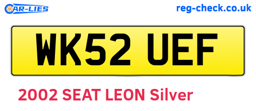 WK52UEF are the vehicle registration plates.