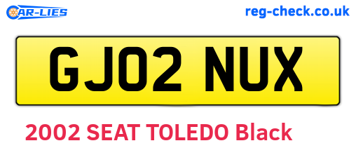 GJ02NUX are the vehicle registration plates.