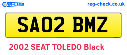 SA02BMZ are the vehicle registration plates.