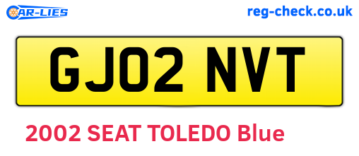 GJ02NVT are the vehicle registration plates.