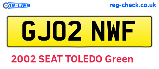 GJ02NWF are the vehicle registration plates.