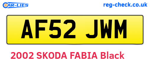 AF52JWM are the vehicle registration plates.