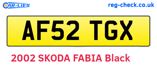 AF52TGX are the vehicle registration plates.