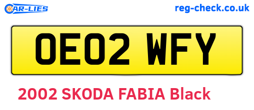 OE02WFY are the vehicle registration plates.