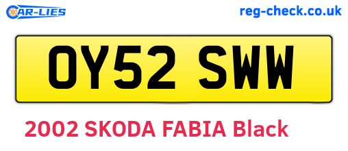 OY52SWW are the vehicle registration plates.