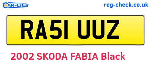 RA51UUZ are the vehicle registration plates.
