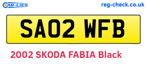SA02WFB are the vehicle registration plates.