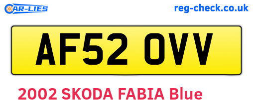 AF52OVV are the vehicle registration plates.