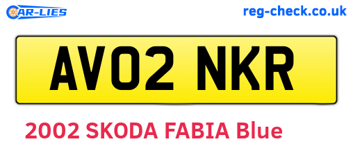 AV02NKR are the vehicle registration plates.