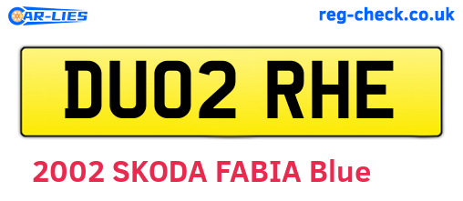 DU02RHE are the vehicle registration plates.