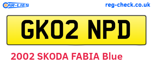 GK02NPD are the vehicle registration plates.
