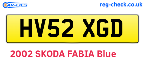 HV52XGD are the vehicle registration plates.