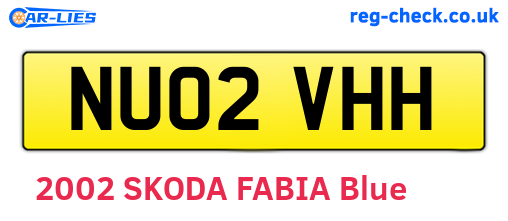 NU02VHH are the vehicle registration plates.