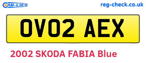 OV02AEX are the vehicle registration plates.