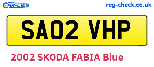 SA02VHP are the vehicle registration plates.