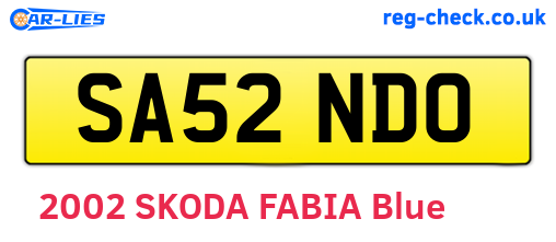 SA52NDO are the vehicle registration plates.