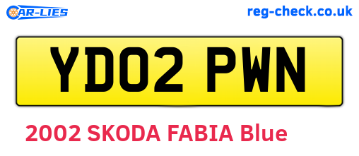 YD02PWN are the vehicle registration plates.