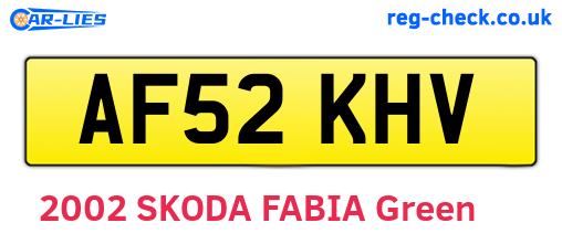 AF52KHV are the vehicle registration plates.