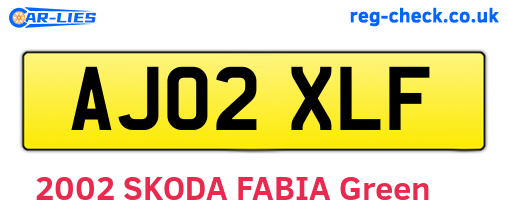 AJ02XLF are the vehicle registration plates.