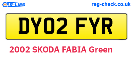 DY02FYR are the vehicle registration plates.