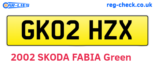 GK02HZX are the vehicle registration plates.