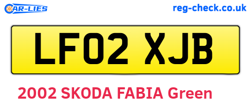 LF02XJB are the vehicle registration plates.