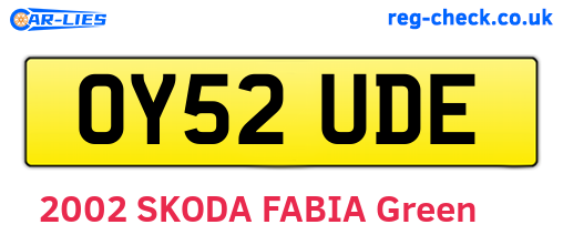 OY52UDE are the vehicle registration plates.