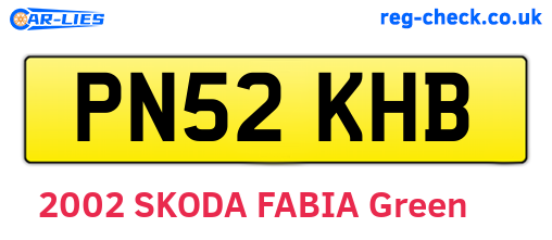PN52KHB are the vehicle registration plates.