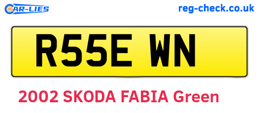 R55EWN are the vehicle registration plates.