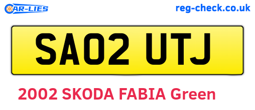 SA02UTJ are the vehicle registration plates.
