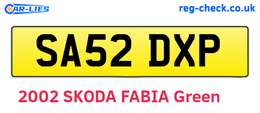 SA52DXP are the vehicle registration plates.